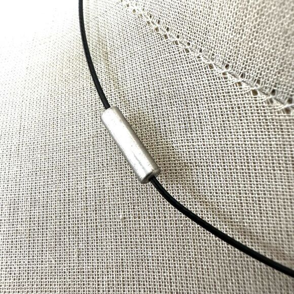 Dichroic Glass Triangle Pendant Necklace on Black Wire Cord - Picture 5 of 7